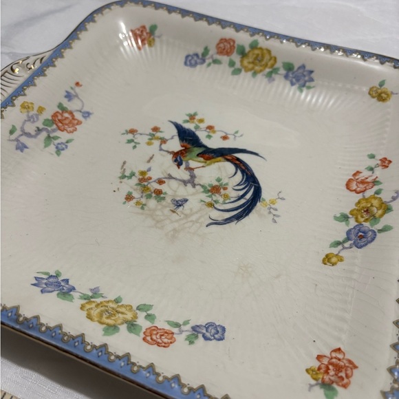 Vintage Floral Square Ceramic Dish with Handles - Picture 4 of 7